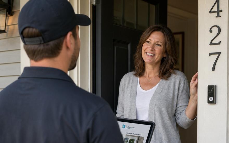 Canvasser speaking with a homeowner at the door
